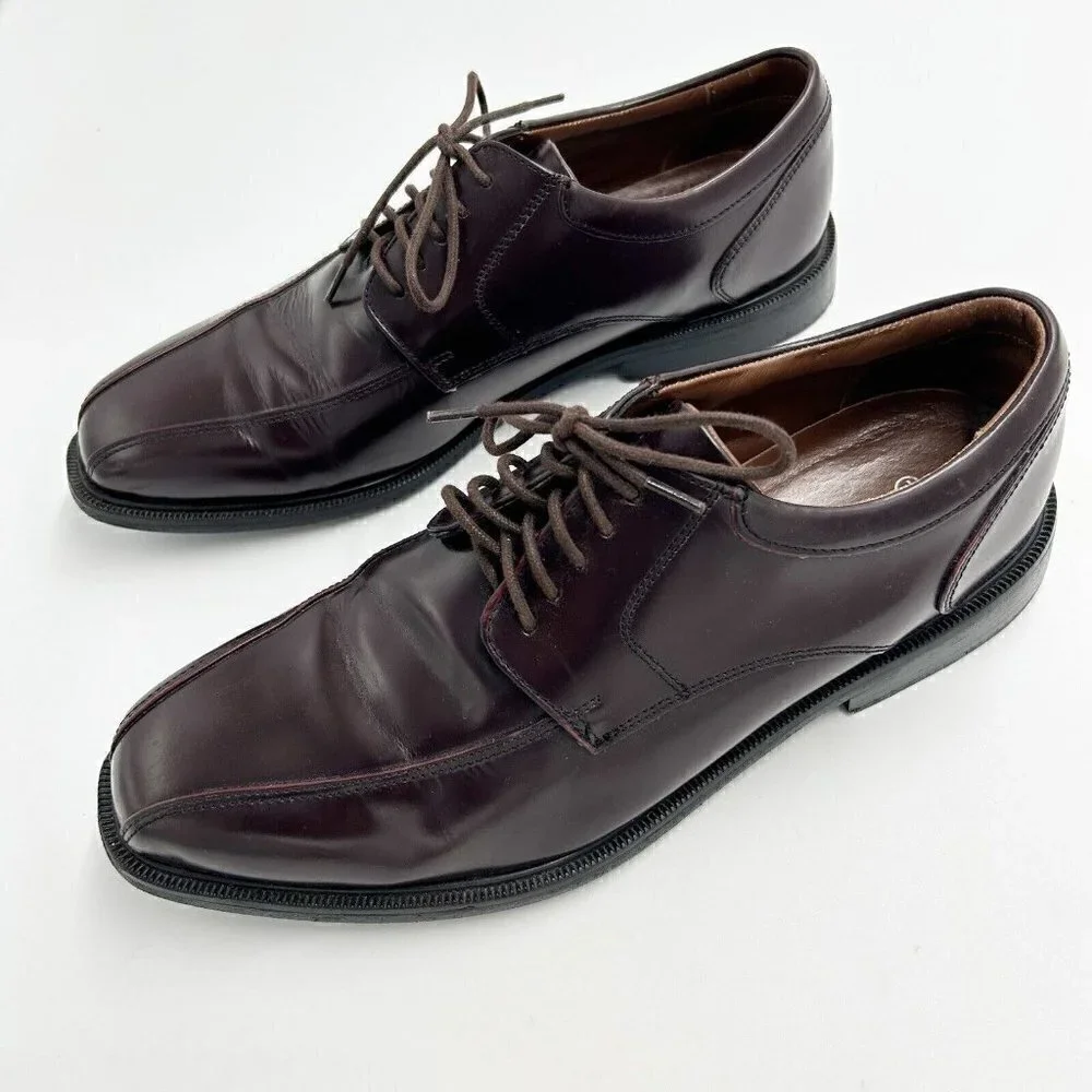 Rockport Adiprene by Adidas Size 9.5 Brown/Burgundy Leather Lace Up Dress Shoes